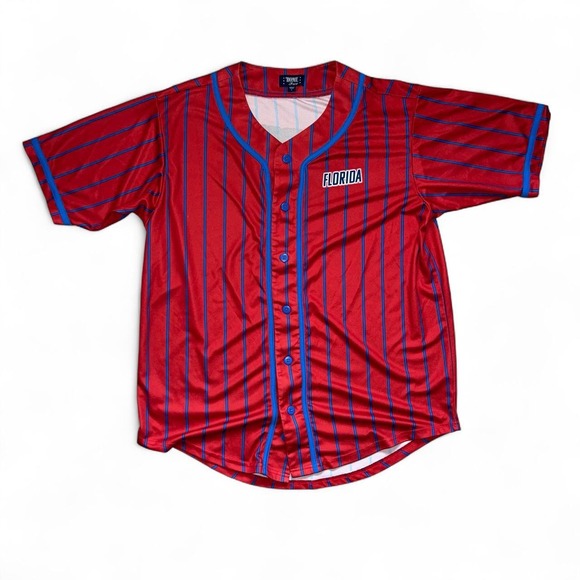 Other - Home Free Florida Baseball Jersey Red Blue Striped Button Front Size L